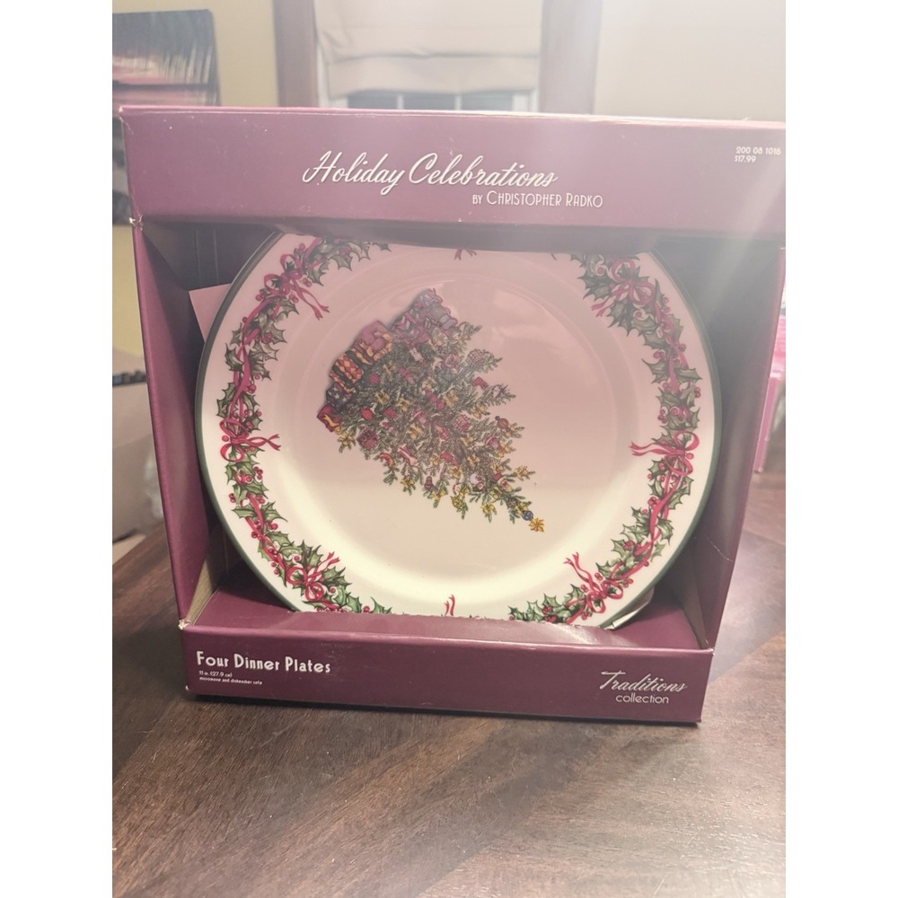 Holiday Celebrations By Christopher Radko Traditions Four Dinner Plates